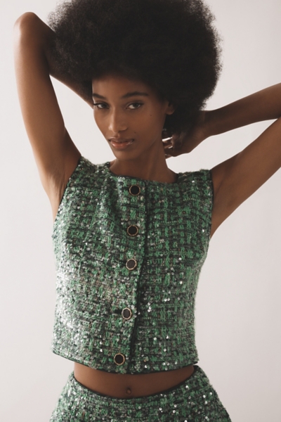 Sequin Tweed Vest | Nuuly