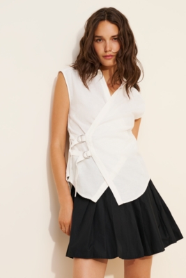 Belted Wrap Linen Cotton Blouse | Nuuly