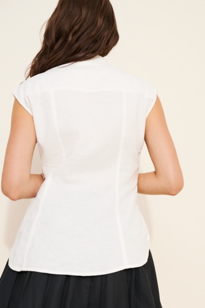 Belted Cotton Blouse Her lip to M ホワイト Herlipto Belted Cotton Blouse リボンブラウス M ホワイト｜Yahoo