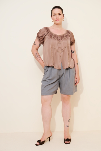 The Amber Short-Sleeve Silky Top | Nuuly