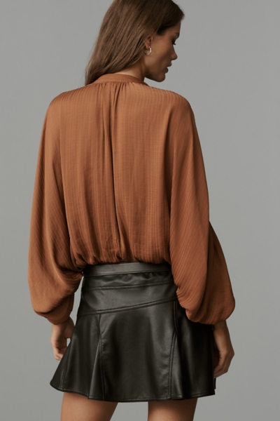 【mame】Draped Sleeves Komon Tops - brown Draped Asymmetric Top (TP03T2PK240-ROSEWOOD)