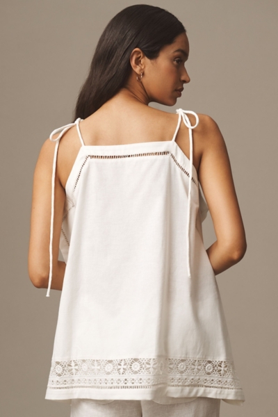 Tie-Strap Linen Hanky Cutwork Lace Tank | Nuuly