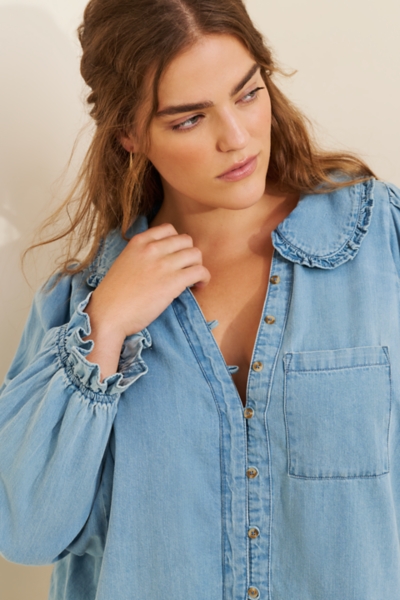 The Keira Denim Long-Sleeve Blouse | Nuuly