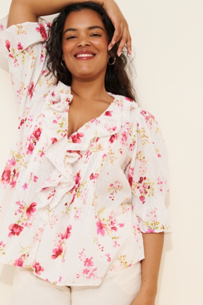Ruffled Pin-Tuck Button-Front Blouse | Nuuly