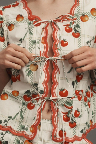 Veggie Bloom Short-Sleeve Tie-Front Blouse | Nuuly