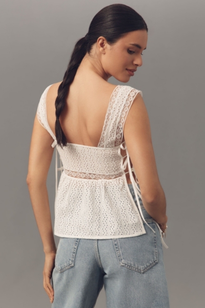 Square-Neck Cotton Pintuck Blouse | Nuuly