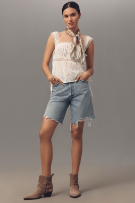 Square-Neck Cotton Pintuck Blouse | Nuuly
