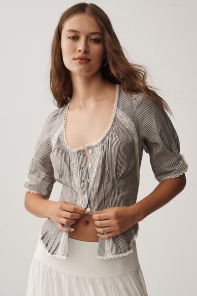 Short-Sleeve Pintuck Button-Front Blouse | Nuuly