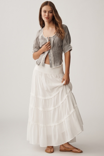 Short-Sleeve Pintuck Button-Front Blouse | Nuuly