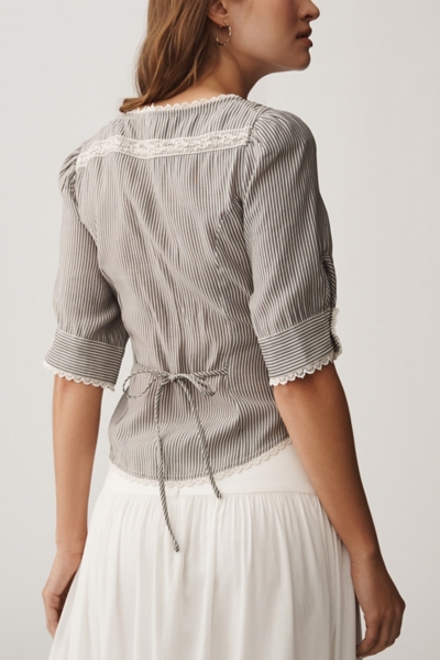 Short-Sleeve Pintuck Button-Front Blouse | Nuuly