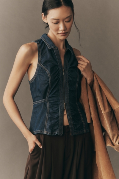 Denim Zip-Front Vest | Nuuly