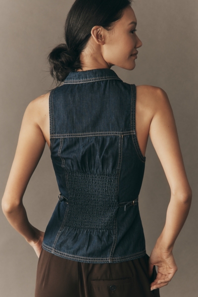 Denim Zip-Front Vest | Nuuly