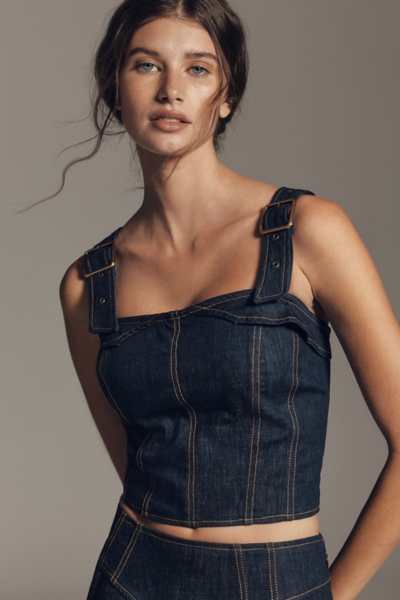 Sleeveless Denim Buckle-Strap Top | Nuuly