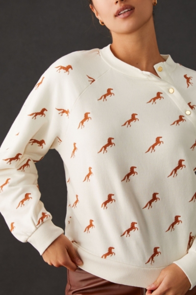 Button-Front Sweatshirt