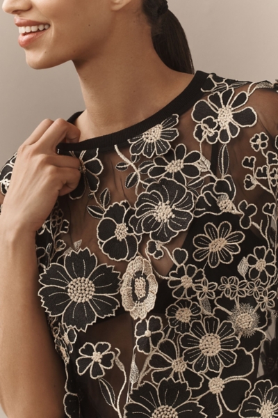 Flower Appliqué Sheer Tee | Nuuly