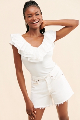 2025年新作アイテムが続々登場 Eyelet Nuuly | Top Ruffled トップス
