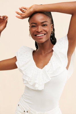 Eyelet ruffle top on sale