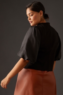 トップス Porto Puff Blouse thetoe Black Livia Puff Sleeve Top | Pomander Place