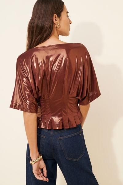 Shine Pleated Dolman Top | Nuuly