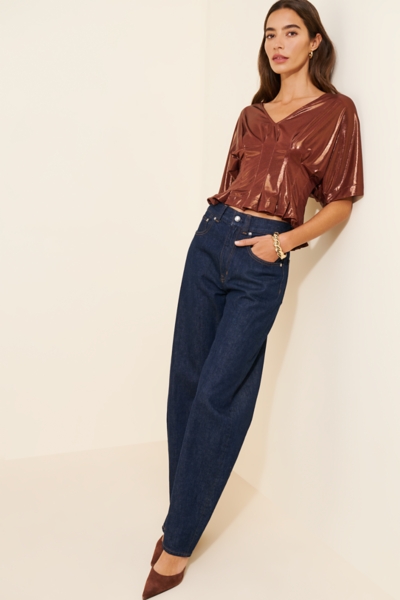 Shine Pleated Dolman Top | Nuuly
