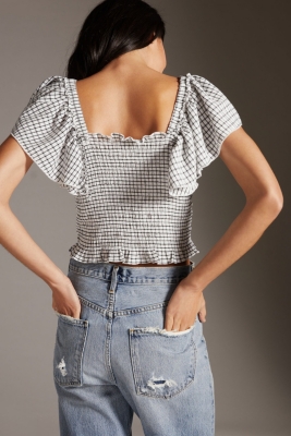 Gingham smocked top on sale