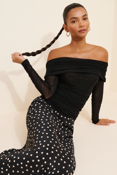Long-Sleeve Off-The-Shoulder Sheer Top | Nuuly