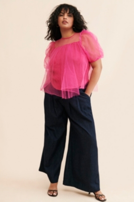 【新品未使用】SHEER CARDBOARD PUFF SHOULDER TOP Luise Off-Shoulder Puff Sleeve Top in Silk Cotton – fbrq.com