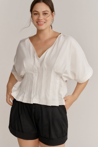 Luxury Pearl Pleated Dolman Top