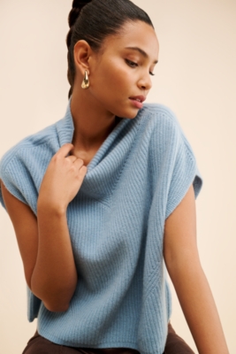 The Enza Oversized Ribbed Cashmere Vest