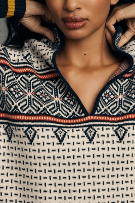 Mock-Neck Patterned Knit Sweater