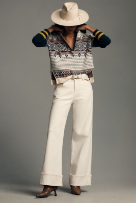 Mock-Neck Patterned Knit Sweater