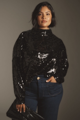 The Alani Cashmere Mock Neck Sweater Sequin Editi Nuuly