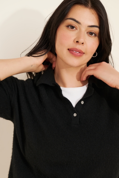 The Jensen Cashmere Cropped Polo Sweater | Nuuly