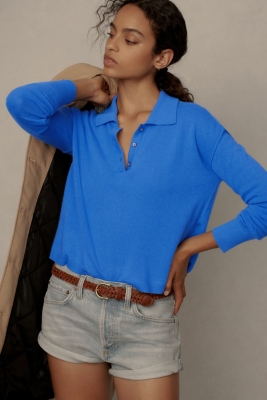 Cropped Polo Cashmere Sweater