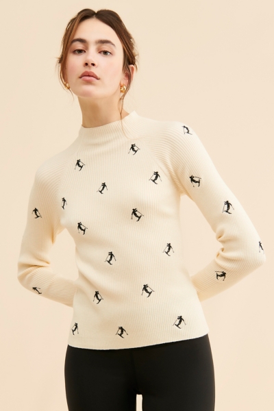 Embroidered Mock-Neck Sweater | Nuuly