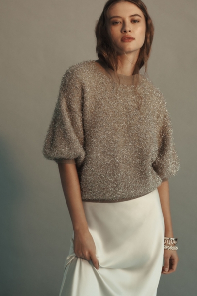 The Violette Short-Sleeve Tinsel Sweater | Nuuly
