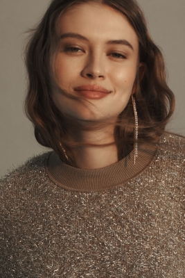 The Violette Short-Sleeve Tinsel Sweater