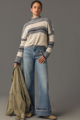 Turtleneck Striped Knit Sweater | Nuuly