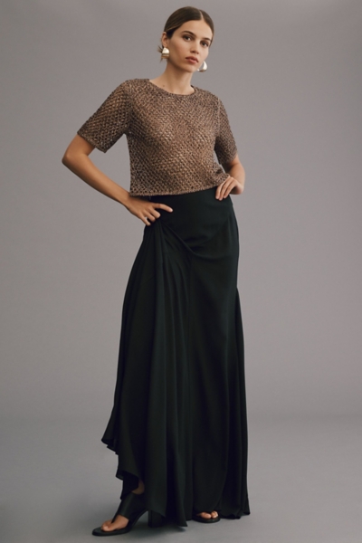 Metallic Open-Stitch Short-Sleeve Sweater | Nuuly