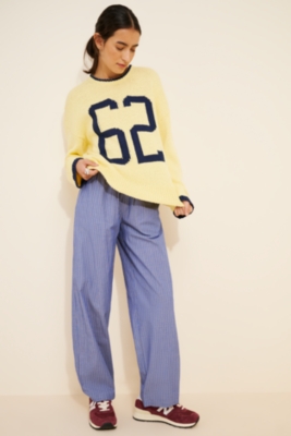 Wide-Sleeve Graphic Numbers Sweater