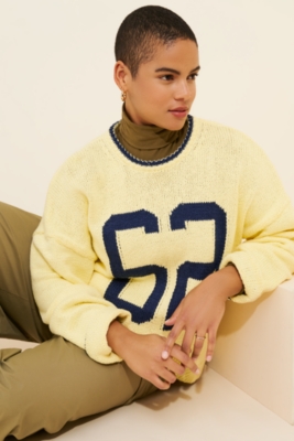 Wide-Sleeve Graphic Numbers Sweater