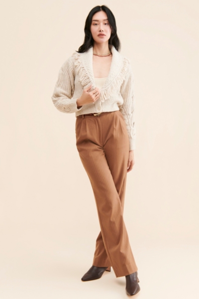 Fringed Cable-Knit Cardigan | Nuuly