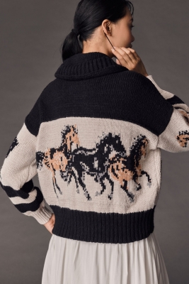 Horse Graphic Cardigan Sweater