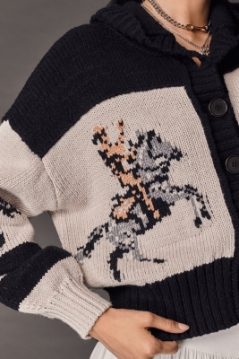 Horse Graphic Cardigan Sweater
