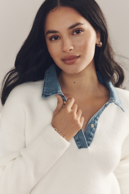Denim Polo Sweater