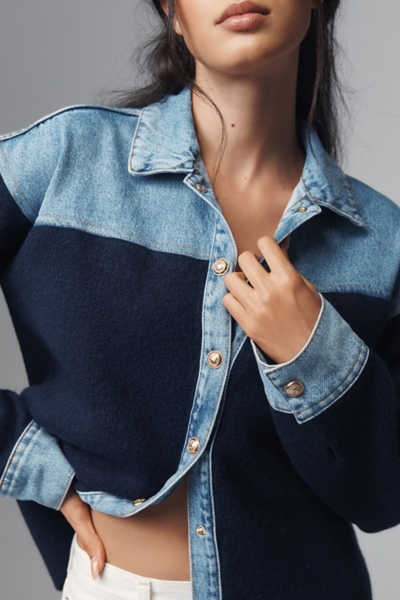 Mixed Media Sweater Denim Jacket | Nuuly
