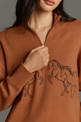 Mock-Neck Half-Zip Sweater