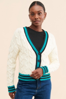 MUZE × EMPTY SETT VARSITY KNIT CARDIGAN MUZE TURQUOISE LABEL× Ø【EMPTY SETT】™️ - VARSITY KNIT CARDIGAN