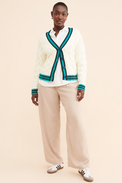 Varsity Cable-Knit Cardigan Sweater | Nuuly