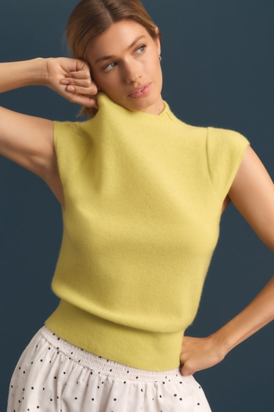 Cap-Sleeve Mock-Neck Cashmere Sweater Tee | Nuuly
